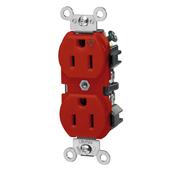 15-Amp, 125 Volt, Industrial Series Heavy Duty Specification Grade, Duplex Receptacle, Industrial Grade, Isolated Ground, Red