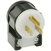 Product image for Leviton 5266-CA 125 Volt 15 Amp 2-Pole 3-Wire NEMA 5-15P Black/White Nylon Grounding Straight Blade Angle Plug
