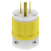 15 Amp, 125 Volt, Industrial Grade, Plug, Straight Blade, Grounding, Yellow