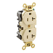 Product image for Leviton 5362-I 20amp Ivory Industrial Grade Duplex Receptacle