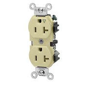 20-Amp, 125 Volt, Industrial Series Heavy Duty Specification Grade, Duplex Receptacle, Straight Blade, Isolated Ground, Ivory