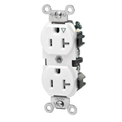 Product image for Leviton 5362-IGW 125 Volt 20 Amp 2-Pole 3-Wire NEMA 5-20R White Thermoplastic Nylon Straight Blade Duplex Receptacle