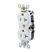 Product image for Leviton 5362-SW 20amp White Industrial Grade Duplex Receptacle
