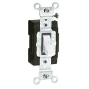 15 Amp, 120 Volt, Toggle Lighted Handle, Illuminated Off Single-Pole AC Quiet Switch, Commercial Grade, Grounding, White
