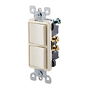 15 Amp, 120/277 Volt, Decora Brand Style Single-Pole, AC Combination Switch, Commercial Grade, Grounding, Ivory