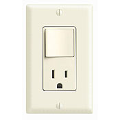 15 Amp, 120 Volt, Decora Brand Style 3-Way / AC Combination Switch, Commercial Grade, Grounding, Black