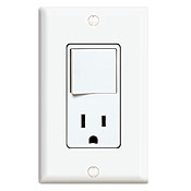 15 Amp, 120 Volt, Decora Brand Style 3-Way / AC Combination Switch, Commercial Grade, Grounding, White