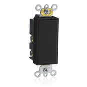 15 Amp, 120/277 Volt AC Decora Plus Rocker, Single-Pole, Double Throw, Center OFF, Commercial Grade, Self Grounding, Black