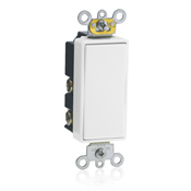 15 Amp, 120/277 Volt AC Decora Plus Rocker, Single-Pole, Double Throw, Center OFF, Commercial Grade, Self Grounding, White