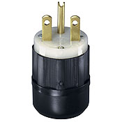 15 Amp, 250 Volt, Industrial Grade, Angle Plug, Straight Blade, Grounding, Black-White