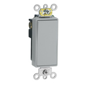 15 Amp, 120/277 Volt, Decora Plus Rocker Single-Pole AC Quiet Switch, Commercial Grade, Gray
