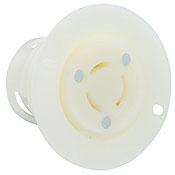 15/10-Amp, 125/250 Volt, Flanged Outlet Locking Receptacle, Industrial Grade, Non-Grounding, White