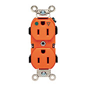 Product image for Leviton 8200-IGR 15 Amp 125 Volt NEMA 5-15R 2-Pole 3 Wire Straight Blade Red Narrow Body Duplex Receptacle