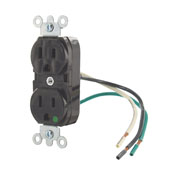 15-Amp, 125-Volt, Slim Body Duplex Receptacle, Straight Blade, Hospital Grade, Grounding, Brown