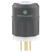 Product image for Leviton 8215-C 15 Amp 125 Volt NEMA 5-15P 2-Pole 3 Wire Straight Blade Hospital Grade Grounding Black/White Plug