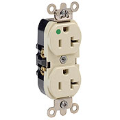 20-Amp, 125-Volt, Heavy Duty Hospital Grade, Duplex Receptacle, Straight Blade, Self Grounding, White