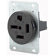 Product image for Leviton 8450 250 Volt 50 Amp 3-Pole 4-Wire NEMA 15-50R 7-1/2 Hp Black Nylon Flush Mount Straight Blade Receptacle