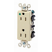 15 Amp, 125 Volt, Decora Plus Duplex Receptacle, Hospital Grade, Self Grounding, Back and Side Wired, Red