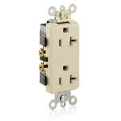 Product image for Leviton 16342-I 125 Volt 20 Amp 2-Pole 3-Wire NEMA 5-20R 1 Hp Ivory Thermoplastic Nylon Straight Blade Duplex Receptacle