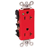 20-Amp, 125 Volt, Decora Plus Duplex Receptacle, Straight Blade, Hospital Grade, Self Grounding, Power Indication, Red