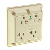 20 Amp, 125 Volt, Industrial Series Extra Heavy Duty Grade, 4-In-1 Receptacle, Straight Blade, Grounding, Ivory