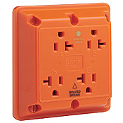 20 Amp, 125 Volt, Industrial Series Extra Heavy Duty Hospital Grade, 4-In-1 Receptacle, Isolated Ground, Straight Blade, Orange