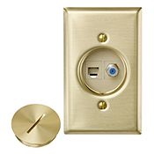 QuickPort Floor Jack Assembly, 6P6C x F connector.  Assembly includes wallplate, insert, jacks, and screw cap.