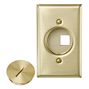QuickPort Floor Jack Assembly, blank x blank.  Assembly includes wallplate, insert, blanks, and screw cap.