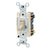 15-Amp, 120/277-Volt, Toggle Framed 4-Way AC Quiet Switch, Commercial Grade, Ivory