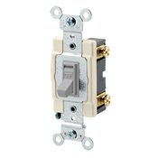 20-Amp, 120/277-Volt, Toggle Framed Single-Pole AC Quiet Switch, Commercial Grade, Grounding, Gray