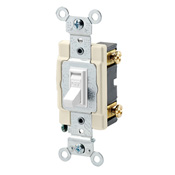 20-Amp, 120/277-Volt, Toggle Framed Single-Pole AC Quiet Switch, Commercial Grade, Grounding, Ivory