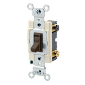 20-Amp, 120/277-Volt, Toggle Framed Double-Pole AC Quiet Switch, Commercial Grade, Grounding, Brown