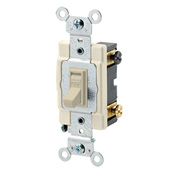 20-Amp, 120/277-Volt, Toggle Framed Double-Pole AC Quiet Switch, Commercial Grade, Grounding, Ivory