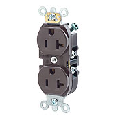 20 Amp, 125 Volt, NEMA 5-20R, 2P, 3W, Narrow Body Duplex Receptacle, Straight Blade, Commercial Grade, Self Grounding, Back & Side Wired, Steel Strap - IVORY
