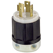 30 Amp, 600 Volt, NEMA L9-30P, 2P, 3W, Locking Plug, Industrial Grade, Grounding - Black-White