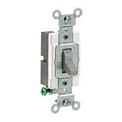 Product image for Leviton CS120-2GY 120/277 VAC 20 Amp 1-Pole 2 Hp Gray Thermoplastic Grounding Toggle Quiet Switch