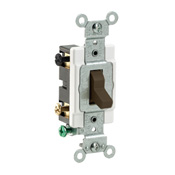 20 Amp, 120/277 Volt, Toggle 4-Way AC Quiet Switch, Commercial Spec Grade, Grounding, Side Wired, - Brown