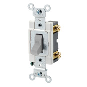 15-Amp, 120/277-Volt, Toggle Single-Pole AC Quiet Switch, Commercial Grade, Grounding, Gray