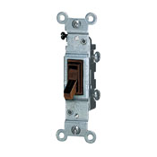 15 Amp, 120 Volt, Toggle Framed Single-Pole AC Quiet Switch, Residential Grade, Grounding, Brown