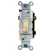 15 Amp, 120 Volt, Toggle Framed 3-Way AC Quiet Switch, Residential Grade, Grounding, Quickwire Push-In & Side Wired, Ivory