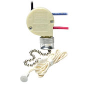 Pull Chain Switch, 3 Speed, 4 Position, 3A-250V AC, 6A-125V AC, 3A-125V AC-L, Number 6 Chain, 3 3/4 Inches Long, Bell Nut & Cord