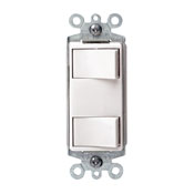 Individual Swithces: 15 Amp 120 Volt/Devices Total: 20 Amp 120 Volt.  Decora Dual Rocker Combination Switch w/ Ground  Screw Terminals and Push-in Wiring.  White.