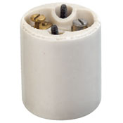 Medium Base, One-Piece, Keyless, Incandescent, Glazed Porcelain Lampholder, Mounting Screws, Single Circuit, Back Wired, Spring Center Contact, White