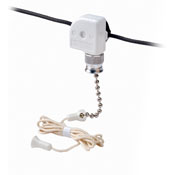 Pull chain switch, single pole ON-OFF  6A-125V AC, 3A-125V AC-L, 3A-250V AC With two 6 inch black leads,18AWG AWM TEW 105C 600V, free ends stripped 1/2 inch.