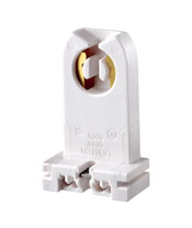 Medium Base, Bi-Pin, Standard Fluorescent Lampholder, Tall Profile, Slide-On, Turn-Type, No Side Grooves,Captive Nut Screws Packed Bulk, Quick-Connect 18AWG Solid or Str. Tinned - White Captive Nut Screws Packed Bulk