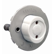 Medium Base, Bi-Pin, Standard Fluorescent Lampholder, Snap-In, Plunger, , Quickwire 18AWG Solid or Str Tinned - White