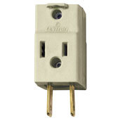 15 Amp, 125 Volt, Triple outlet cube adapter, Ivory
