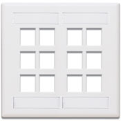 QuickPort Wallplate with ID window, dual gang, 12-port, white