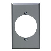 Product image for Leviton 4927 2.75 x 0.187 x 4.5 Inch 1-Gang Aluminum Steel Device Mount Standard Receptacle Wallplate