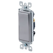 15 Amp, 120/277 Volt, Decora Rocker 3-Way AC Quiet Switch, Residential Grade, Grounding, Gray